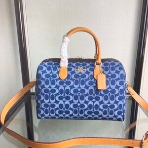 Coach Rowan Satchel Bag In Signature Denim Canvas NWT CY699